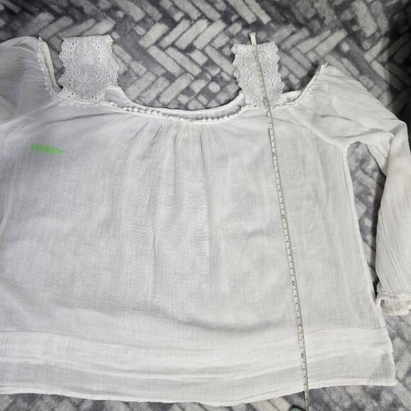 Ralph Lauren Denim & Supply White Cotton Peasant Blouse Gauze Boho Top Womens M - Picture 11 of 14